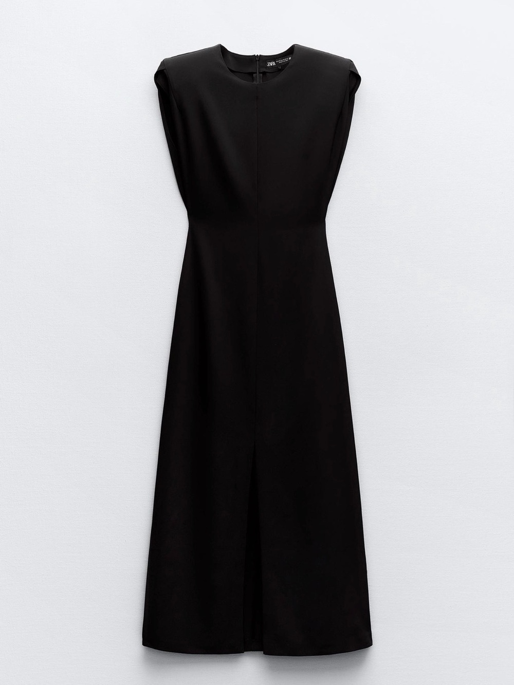 Zara Black Cap-Sleeve Midi Dress